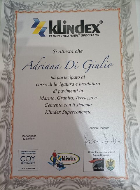 attestato trattamento pavimenti professionale