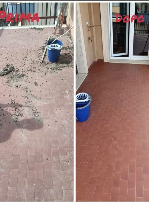prima e dopo di pulizia pavimento con Mad Service provincia di Roma